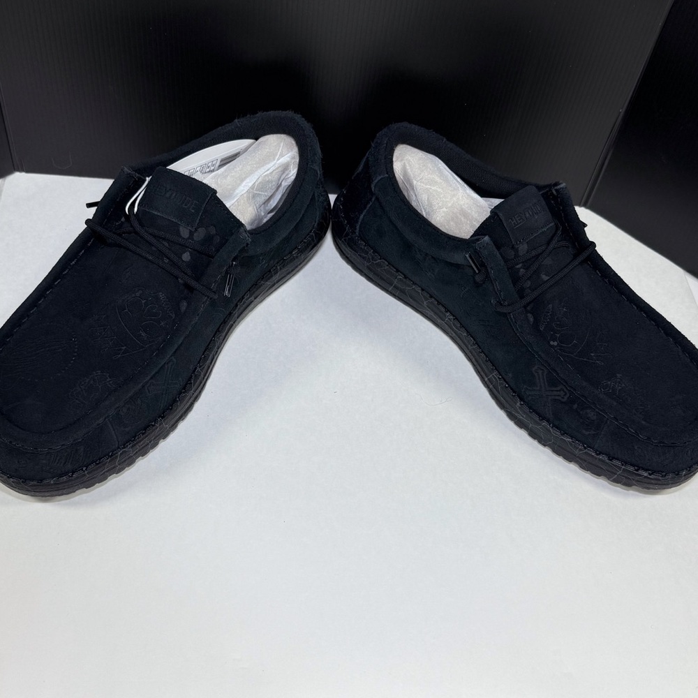 Men's Hey Dude x Wally Jelly Roll Black Loafers Slip on Shoes - Picture 6 of 12